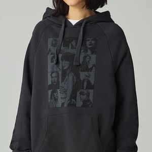 Black Graphic Zip-Up Hoodie with Back Tour Print 2XL